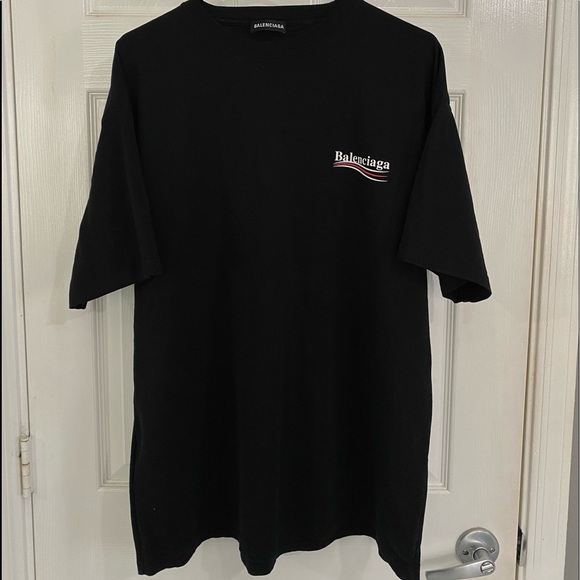 直営店*BALENCIAGA*GAPOLITICAL CAMPAIGN REGULAR FIT Tシャツ2 Men's Political Campaign T-shirt Medium Fit in Faded Blue